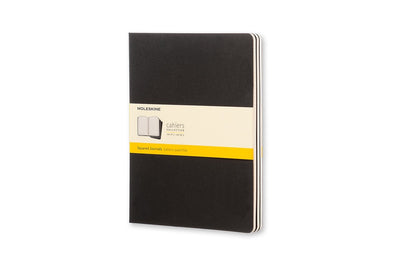 Moleskine Cahier-Tagebücher – extra groß – kariert – schwarz – 3er-Set