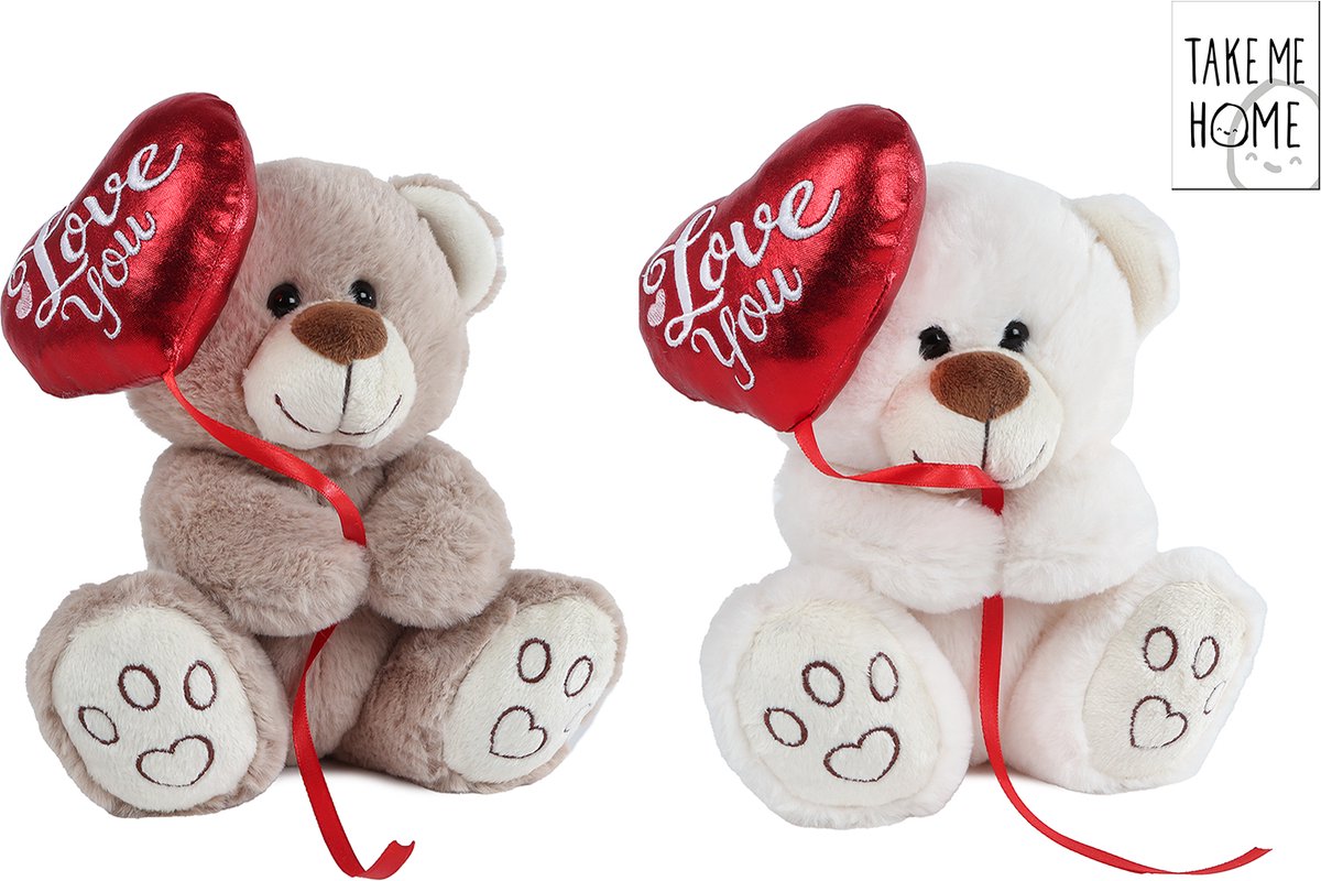 Bring mich nach Hause Bär mit Ballonherz-Plüsch – 20 cm