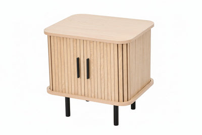 Mano Freizeit-Beistelltisch mit Stauraum – Nachttisch – 45 x 40 x 48 cm – Eichenholzoptik, schwarzes Metall