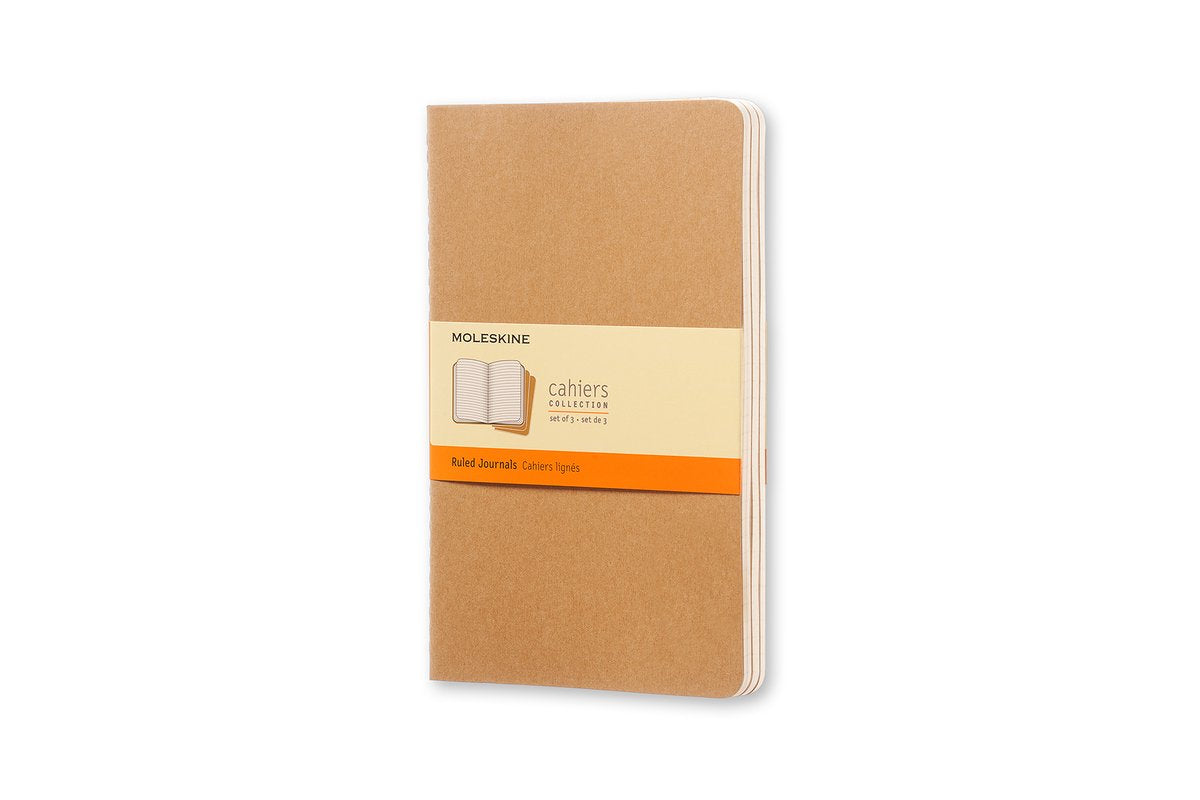 Moleskine Cahier-Tagebücher – groß – liniert – braun – 3er-Set