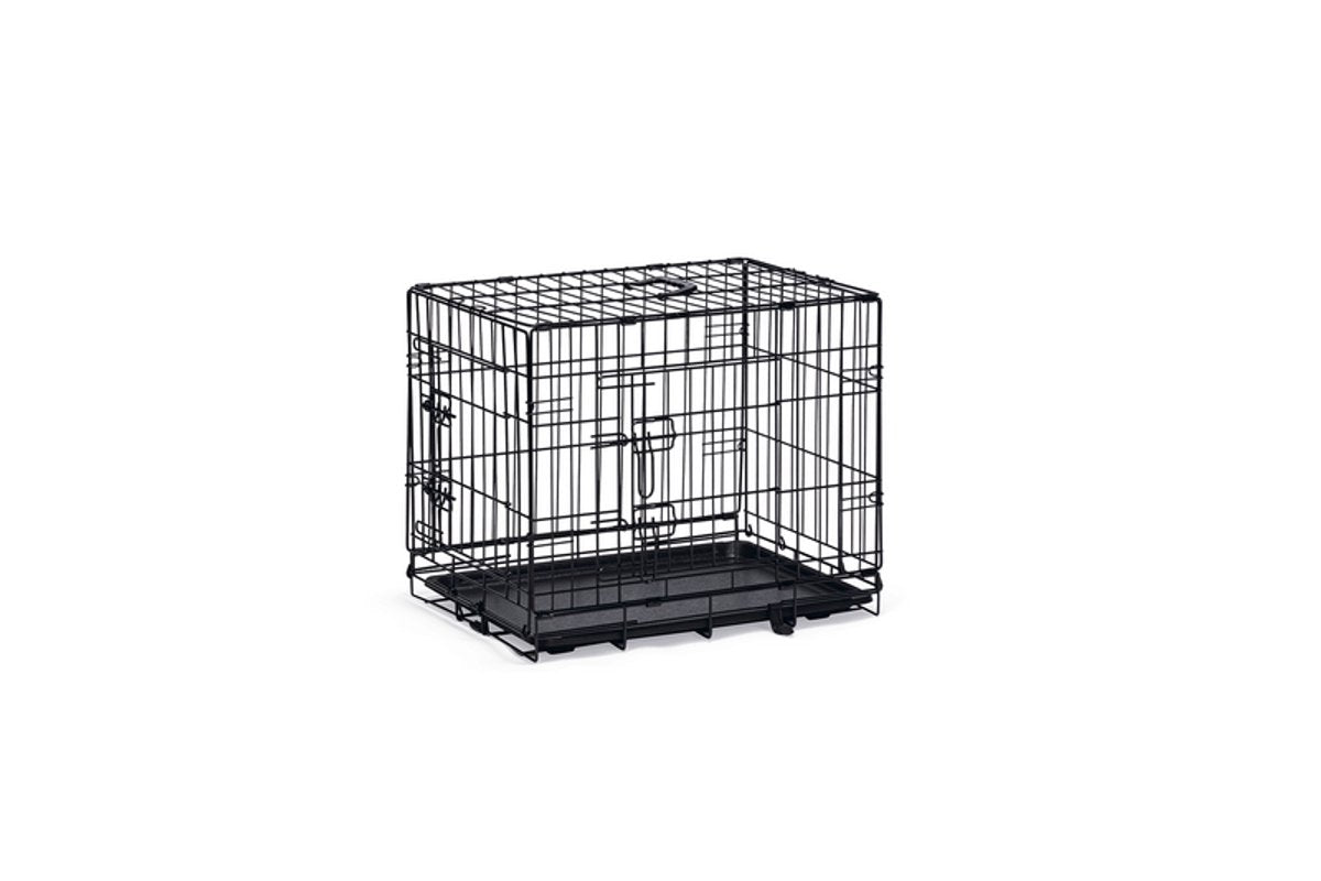 Beeztees Hundebox S – Bank – 2 Türen – faltbar – Schwarz – 62 x 44,5 x 50 cm