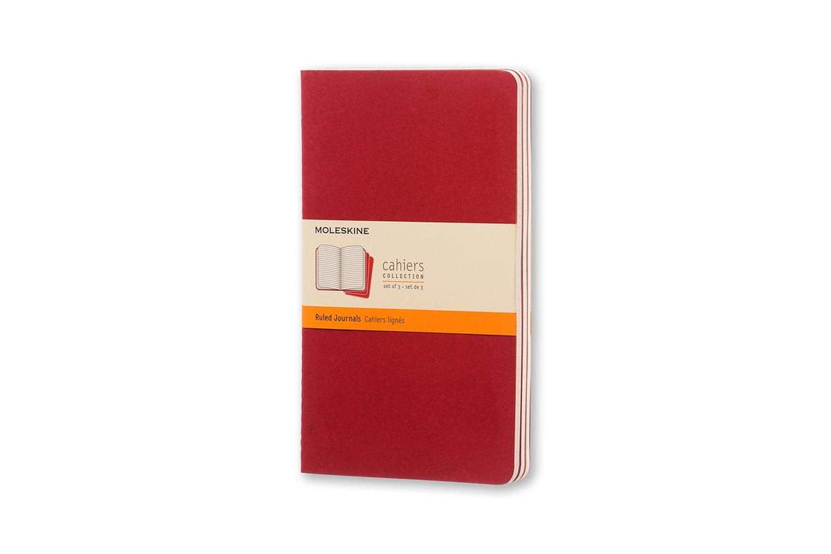 Moleskine Cahier-Tagebücher – groß – liniert – rot – 3er-Set