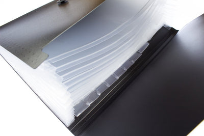Kangaro Dokumentenmappe – A4 – 13 Fächer – Schwarz – Clip-Gummiverschluss – K-2070-13