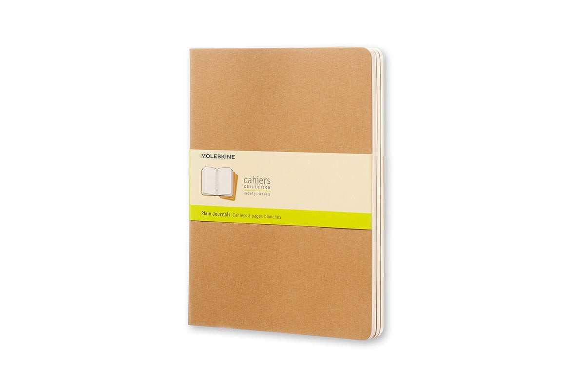 Moleskine Cahier-Tagebücher – extra groß – leer – braun – 3er-Set