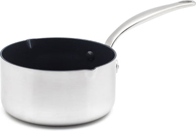 Greenpan Barcelona Evershine Soßentopf 16 cm – 1,5 l – PFAS-freie Antihaftbeschichtung – Soßentopf Induktion – Keramiktopf – ofenfest bis 220 °C – ohne Deckel – Silber