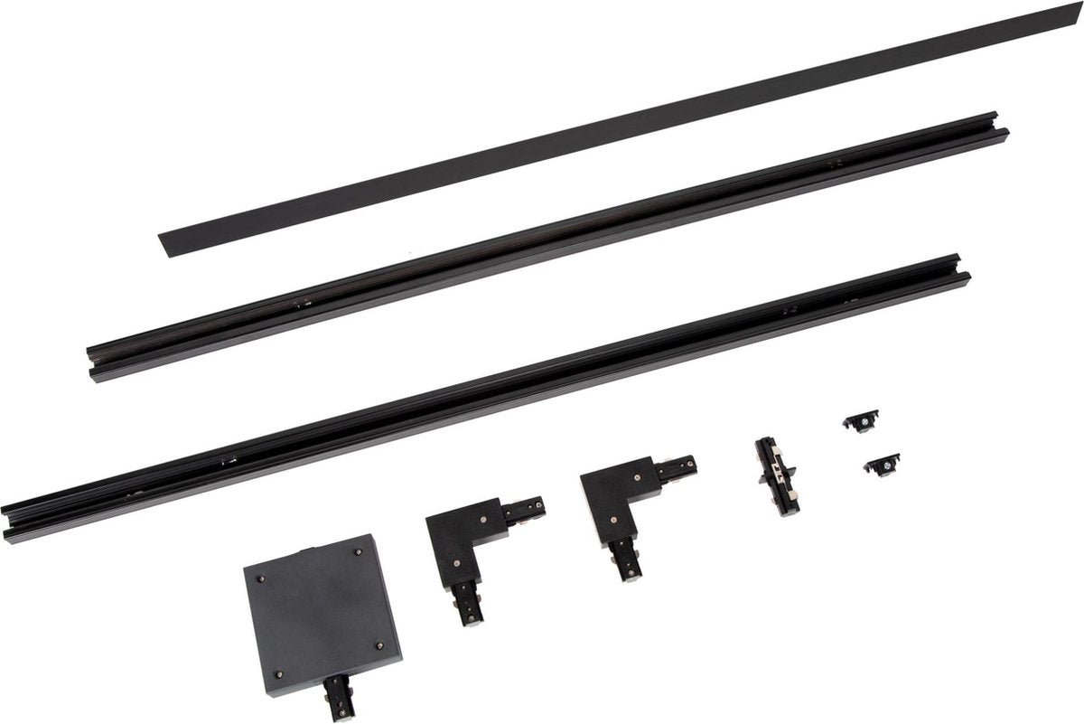 Lucide Gleis-Starterset - 1-Phasen-Schienensystem-Schienenbeleuchtung - 2 Meter - Schwarz