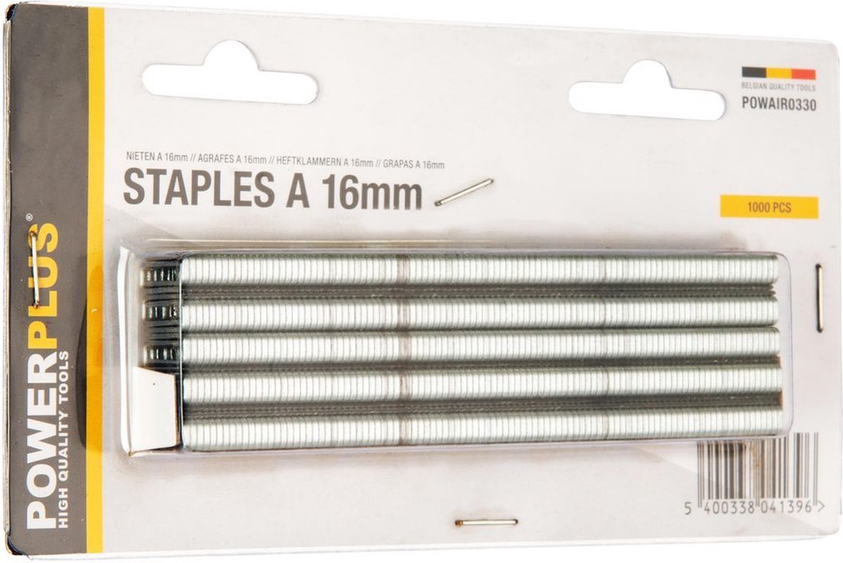 Powerplus powair0331 Heftklammern – für Tacker – Typ A – 20 mm – 1000 Stück