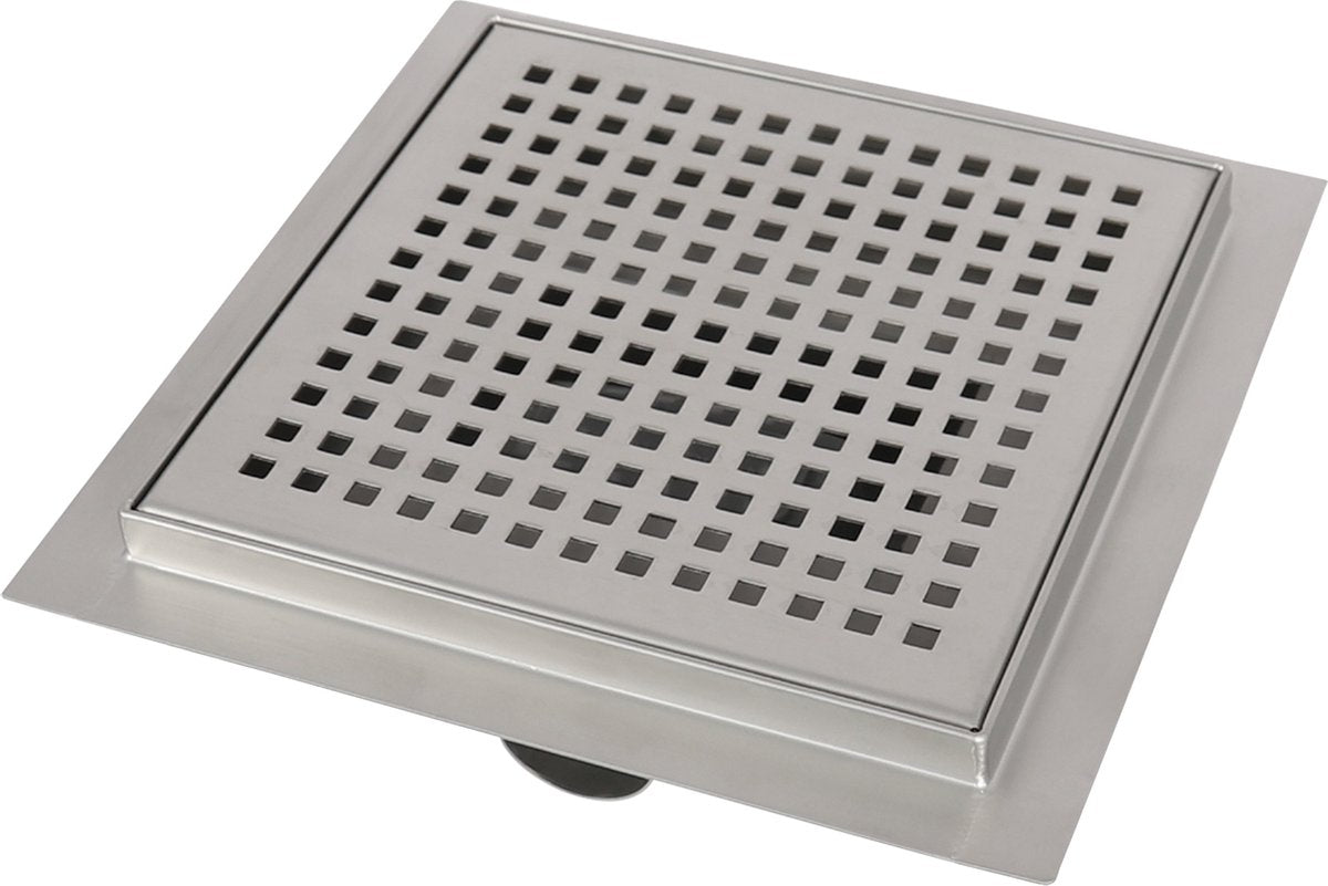 Differnz Duschrinne – mit Flansch – quadratisch – 15 x 15 cm – Edelstahl
