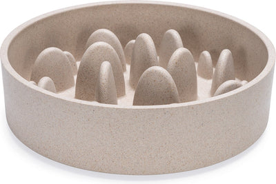 Entworfen von Lotte Pom, rutschfester Hundenapf – Slow Feeder Dog – Futternapf – spülmaschinenfest – Bambus – Beige – 1430 ml