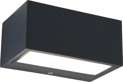 Lutec Gemini Square Small – Außenwandleuchte – Up Down – Aluminium – LED – 700 Lumen – 10,5 W – 4000 K weißes Licht – Dunkelgrau