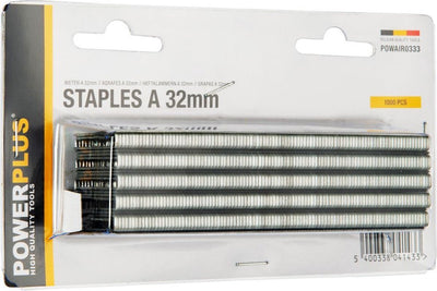 Powerplus powair0333 Heftklammern – für Tacker – Typ A – 32 mm – 1000 Stück
