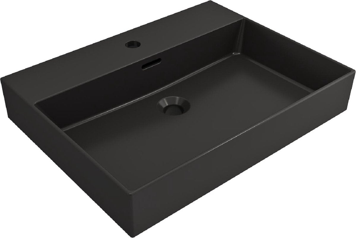 Plieger Kansas Waschbecken – 60x45 cm – mit Hahnloch – mattschwarz
