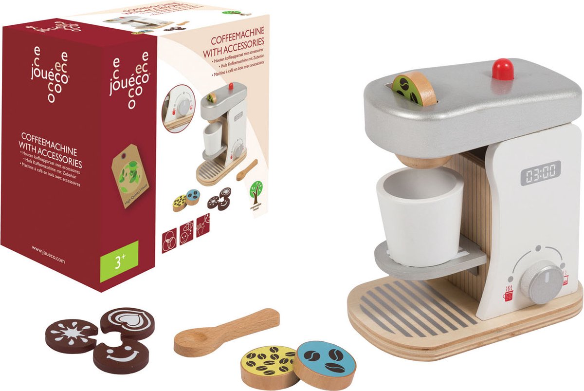 Joueco Holzkaffeemaschine mit Accessoires