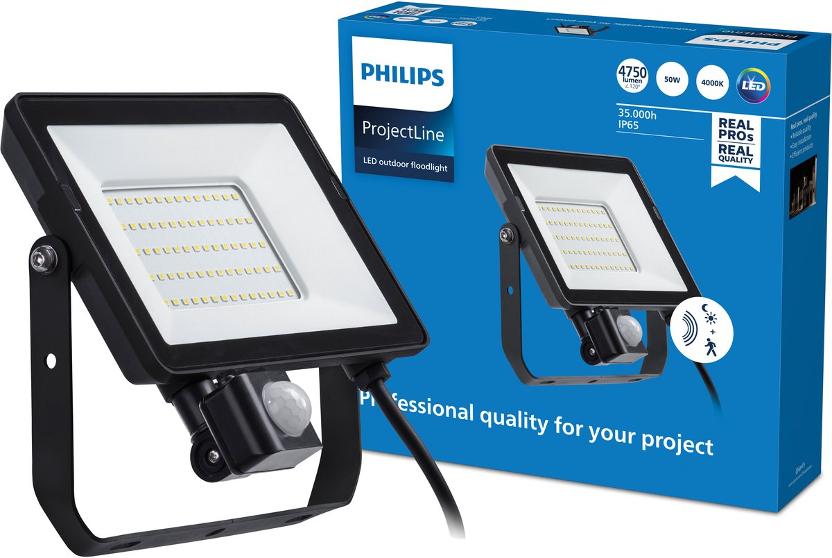 Philips LED Philips Projectline Strahler 50 W kaltweißes Licht – 4000 K – integrierter Bewegungssensor