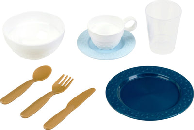 Klein Toys Geschirrset – für 4 Personen – Trinkbecher, Frühstücksschüsseln, Speiseteller, Kaffeeservice, Besteckset – mehrfarbig