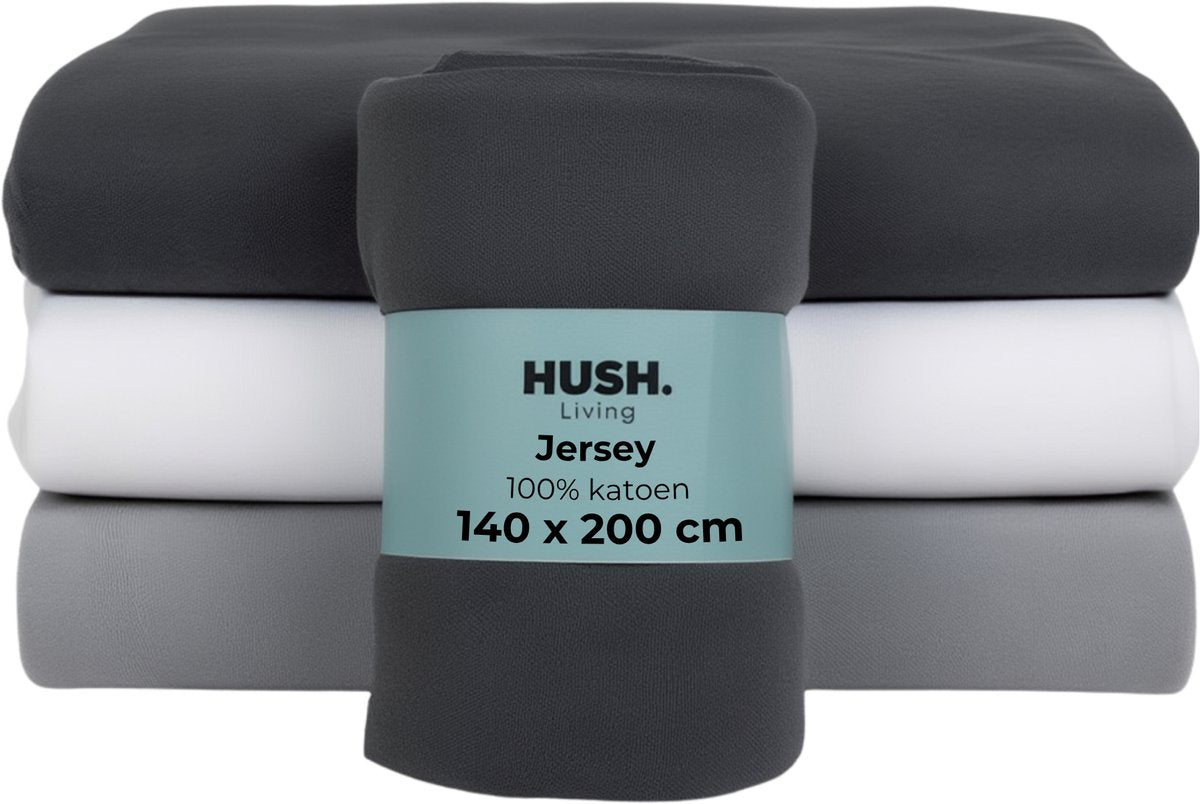 Stille. Living Hush Living Spannbettlaken Jersey – 100 % Baumwolle – 160 g – knitterfrei, bügelfrei – dehnbar – schön warm – 140 x 200 + 30 cm – Anthrazit