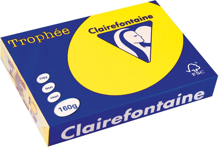 Clairefontaine Trophäe intensiv, farbiges Papier, A4, 160 g, 250 Blatt, Sonnenuntergangsgelb
