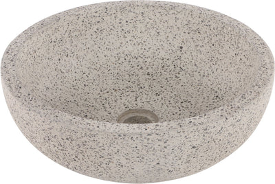 Differnz Terrazzo-Waschbecken - 40x40x15cm - rund - Terrazzo - mattweiß schwarz