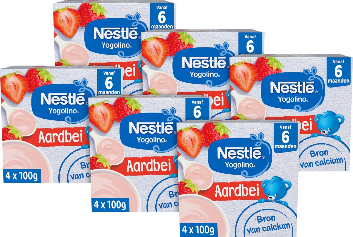 Nestlé Yogolino Erdbeere - Babydessert - 6 Stück 4 x 100g (24 Portionen)