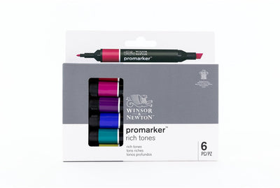Winsor Newton 0290111 ProMarker™ 6 satte Töne | Professionelle Layoutmarker, Alkoholmarker