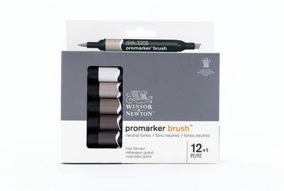 Winsor Newton 0290144 Promarker-Pinsel 12 Grautöne, neutrale Töne | Professionelle Alkoholmarker, Layoutmarker