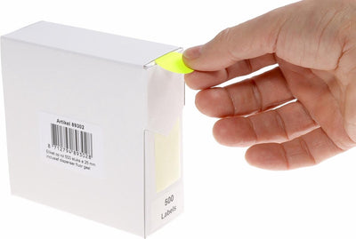 Rillprint-Etikett 25 mm, 500 Stück auf einer Rolle, fluoreszierendes Gelb
