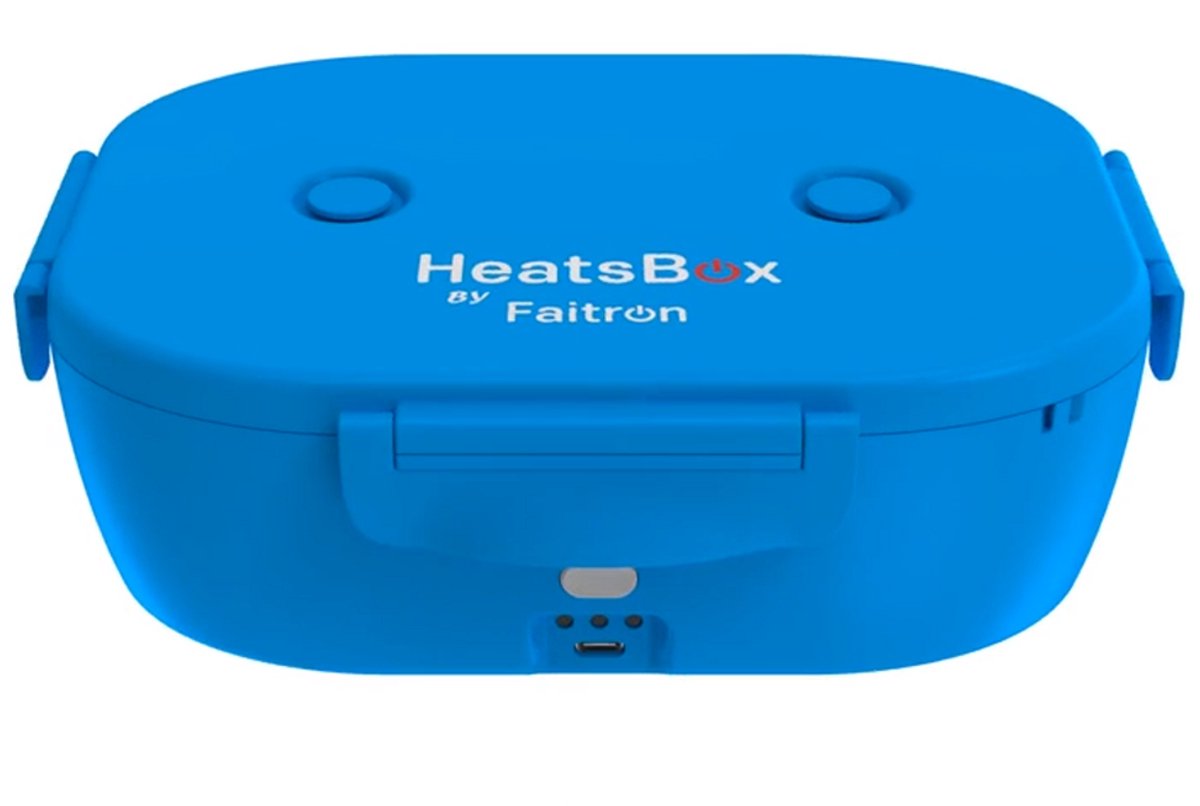 Faitron go light – Heatsbox – elektrische Lunchbox – Edelstahl – beheizte Lunchbox – für warme Mahlzeiten – verschiedene Fächer – mit App – 12 24 V – blau