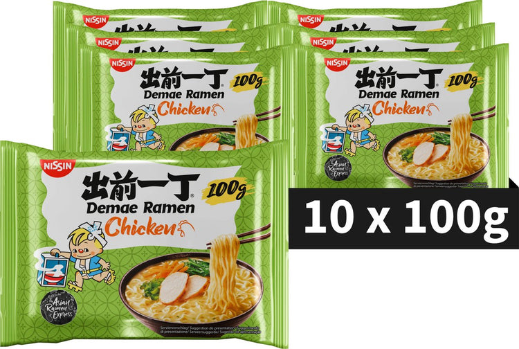 Nissin Demae Ramen – Hühnernudelschüssel – Instantnudeln – 10 Stück