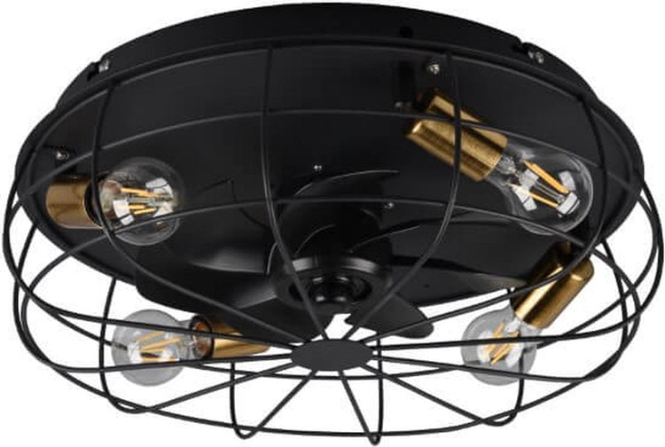 Rl Live Your Light Reality Trondheim – Ventilator – Schwarz matt – exkl. 4x E27 4W - Licht separat schaltbar - Fernbedienung - 3 Geschwindigkeitsstufen - Timer