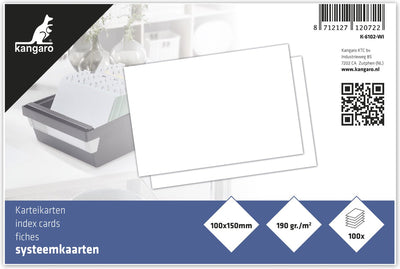 Känguru-Karteikarten – 10 x 15 cm – 190 Gramm Blankopapier – 100 Stück – Karteikarte – k-6102-wi