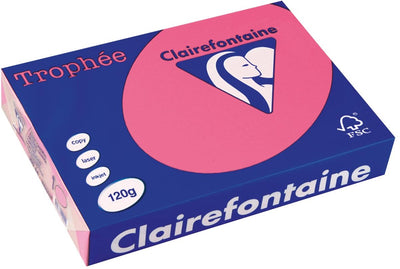 Clairefontaine Trophäe intensiv, farbiges Papier, A4, 120 g, 250 Blatt, Fuchsia