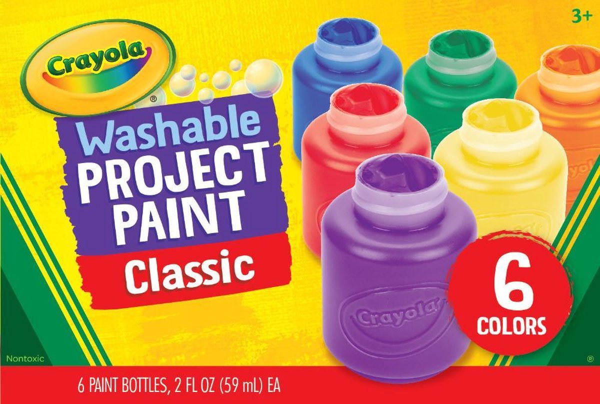Crayola – Hobby-Paket – abwaschbare Farbe für Kinder – 6 Stück – Primärfarben