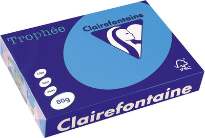 Clairefontaine Trophäe intensiv, farbiges Papier, A4, 80 g, 500 Blatt, Königsblau