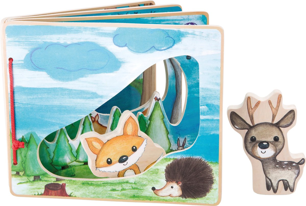 Kleiner Fuß Holz Bilderbuch Wald mit 2 Spielfiguren
