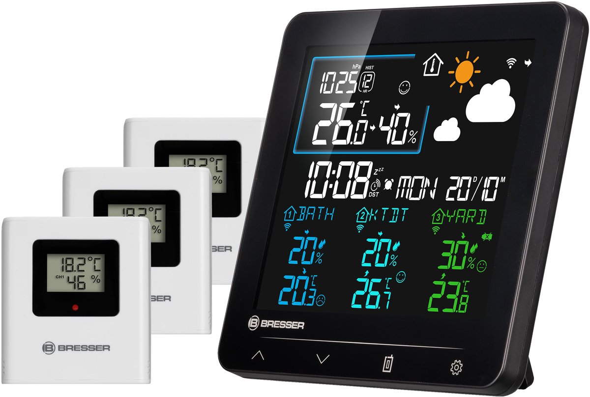 Bresser Wetterstation - Quadro Individio - NV - Thermo-, Hygrometer - 3 Sensoren