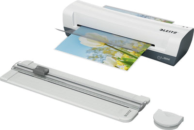 Leitz ilam Home A4-Laminiergerät – 4-in-1-Laminierset – inklusive 5 Laminierfolien (2 x 80 Mikron) – weiß