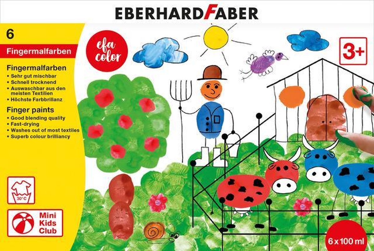 Eberhard Faber Fingerfarbe – EFA-Farbe – 6 x 100 ml – sortiert – EF-578806