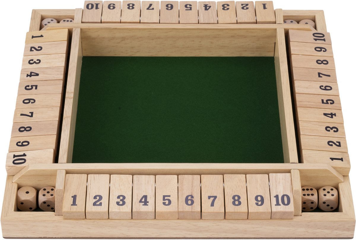 Schließen Sie das Box Houten Dice Game, 4 Spieler