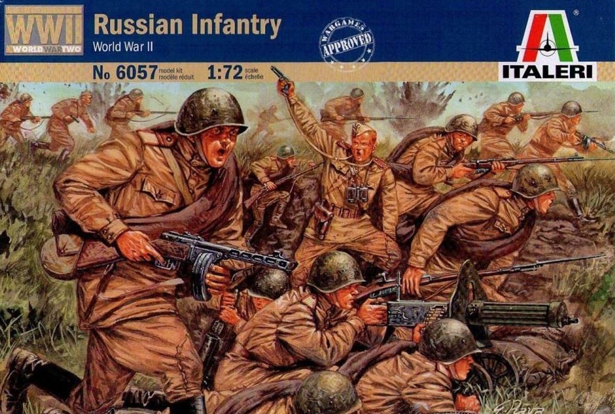 Italeri Modellbausatz Militärfahrzeuge – 6057 Russische Infanterie – Russische Soldaten Wwii – 46 Figuren aus Kunststoff – 1:72 – Modellbau
