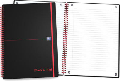 Oxford Black n' Red – Notizbuch – A5 – liniert – 90 g – Softcover – Schwarz