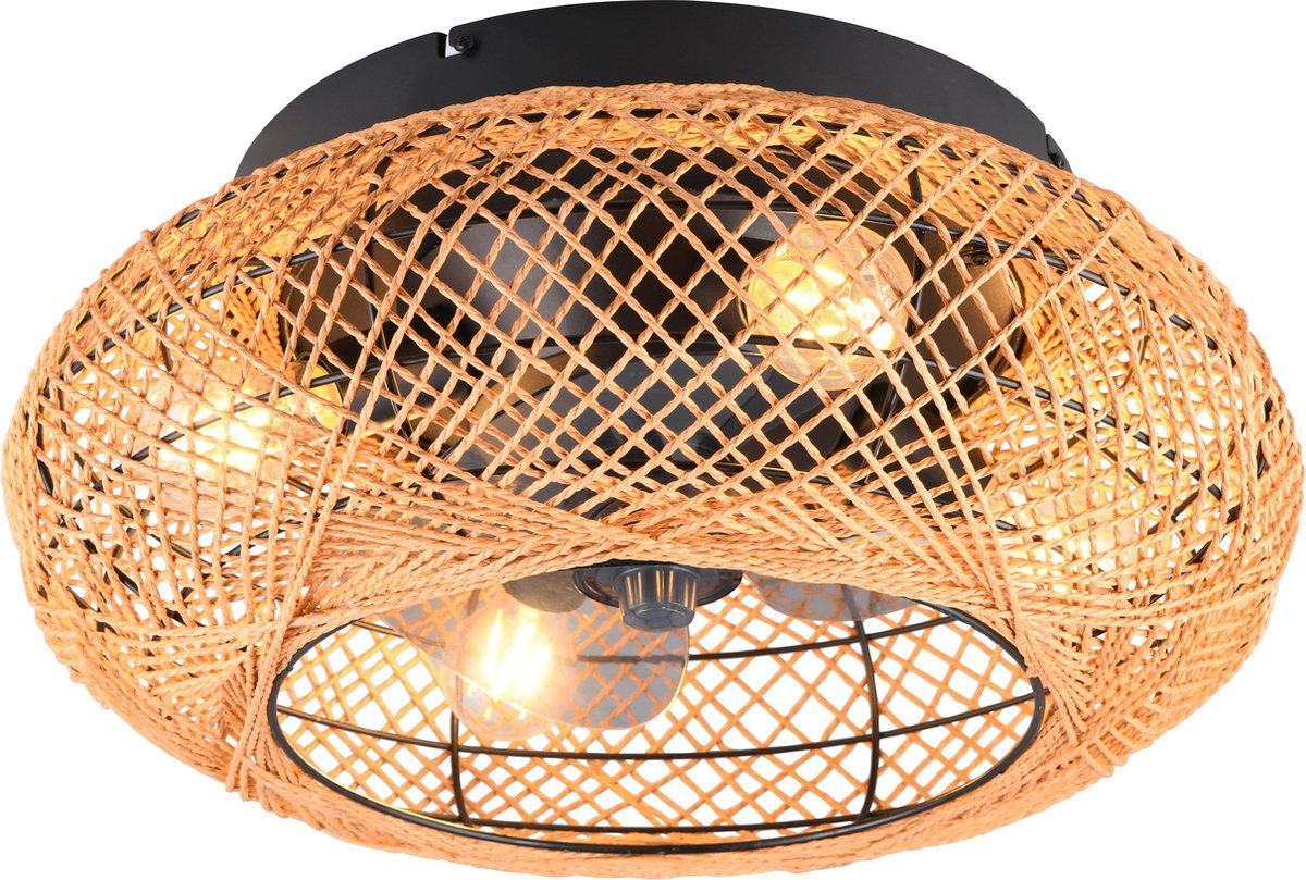 Rl Live Your Light Reality Lillesand – Deckenventilator – natürlich – exkl. 4x E27 4W - Licht separat schaltbar - Fernbedienung - Deckenmontage - nicht für externen Dimmer geeignet - 3 Geschwindigkeitsstufen - Timer - Sommer- und Wintermodus