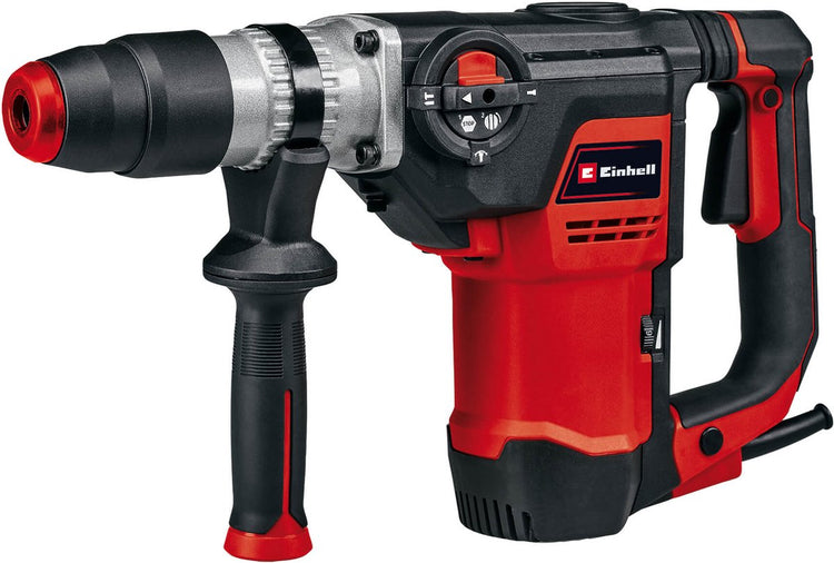 Einhell Elektro-Bohrhammer TE-RH 40 3F – 1050 W – Schlagzahl: 4.100 Min. – 10 Y – SDS-Max – 3 Funktionen: Hammerbohren, Meißeln mit und ohne Meißelfixierung – inkl. Flachmeißel und Spitzmeißel - inkl. Fall
