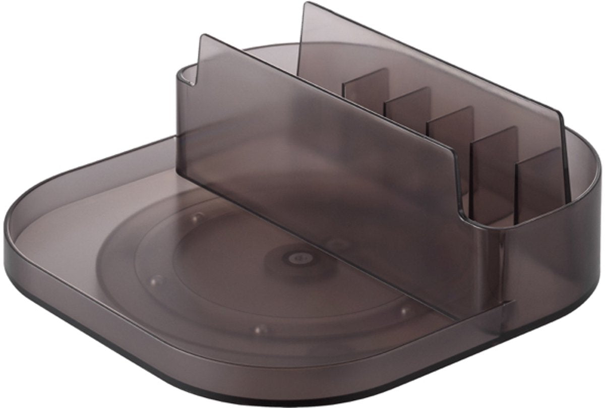 Yamazaki Tower-drehbares Aufbewahrungstablett mit schmalen Fächern – Schwarz
