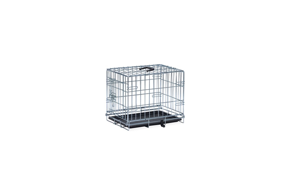 Beeztees Hundebox XS – Bank – 2 Türen – faltbar – verzinkt – 49 x 36 x 40 cm