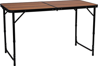 Abbey Camp Campingtisch 120x60 cm klappbar - verstellbar 54-69 cm - braun