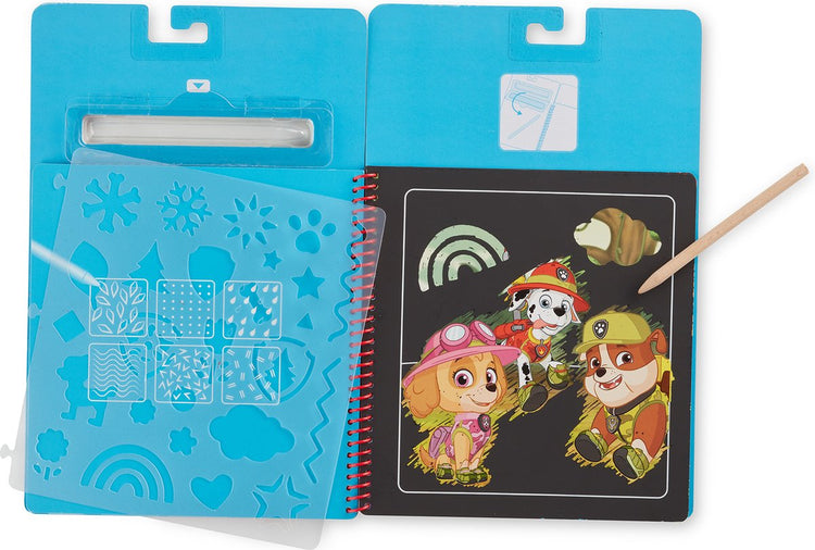 Melissa Doug Paw Patrol Scratch Art Pad – Aktivitäts-Kratzpad Skye für unterwegs (10 Szenen)
