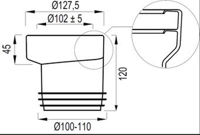 Plieger Wisa Kunststoff-Topfhülse Exzenter 100 110 mm Sprung 20 mm weiß