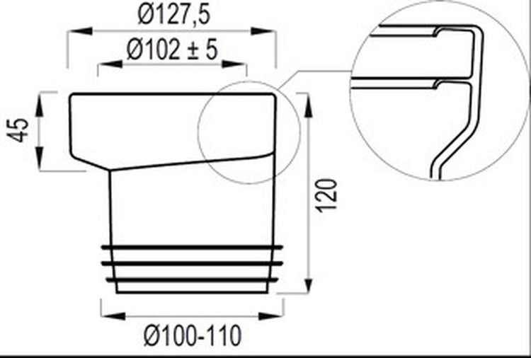 Plieger Wisa Kunststoff-Topfhülse Exzenter 100 110 mm Sprung 20 mm weiß