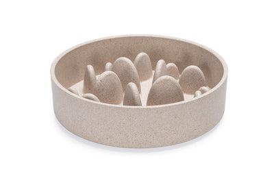 Entworfen von Lotte Pom, rutschfester Hundenapf – Slow Feeder Dog – Futternapf – spülmaschinenfest – Bambus – Beige – 800 ml