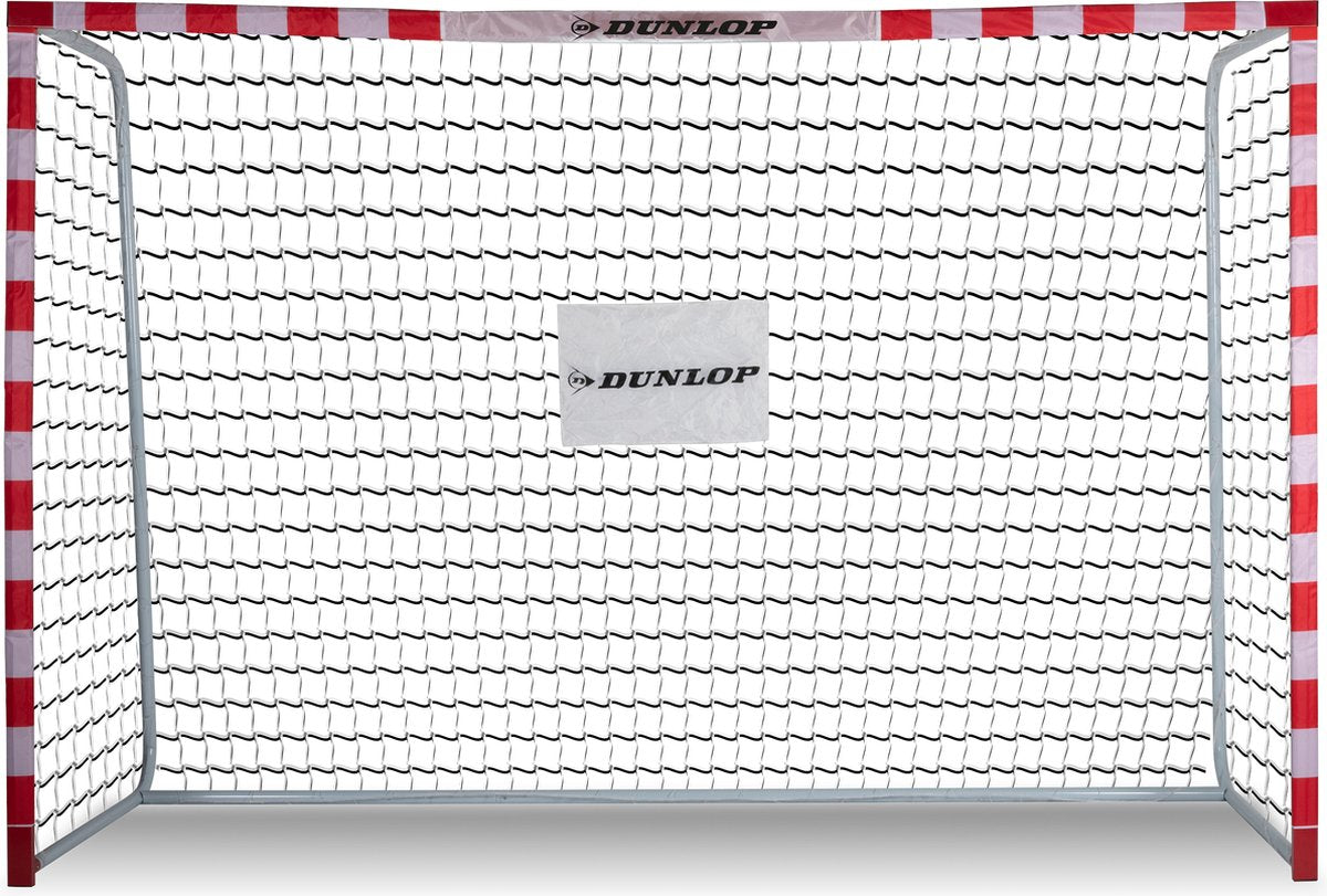 Dunlop Fußballtor – Fußballtor 300 x 200 x 110 cm – großes Fußballtor – Outdoor-Spielzeug für Kinder und Erwachsene – schnelle Montage – Fußball-Trainingstor – Metall – weiß rot